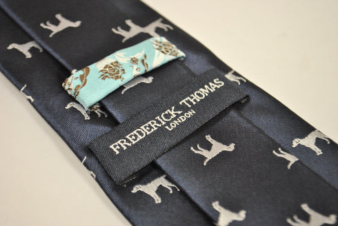 black tie with white dog silhouette design